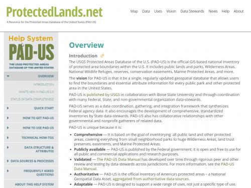 PAD-US Help System Home Page