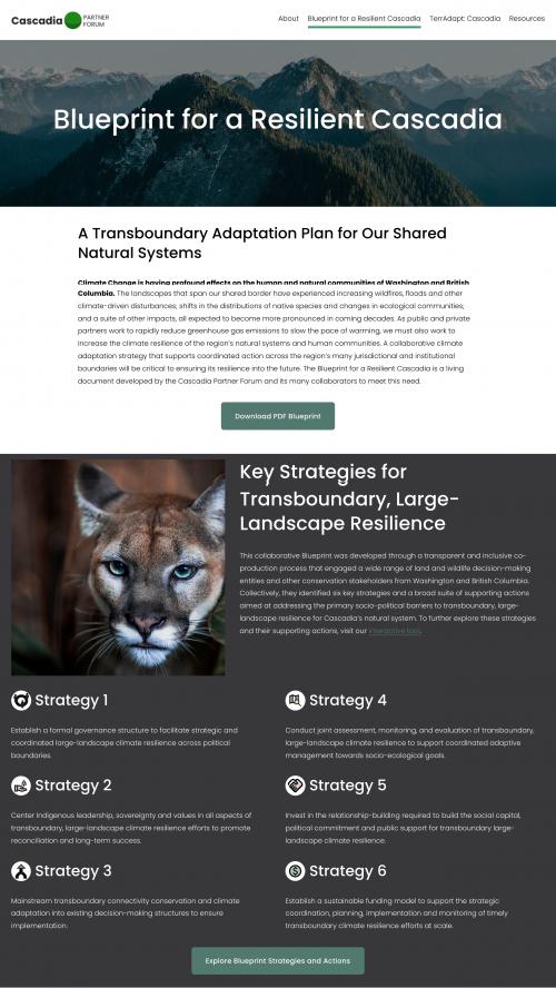 Blueprint for a Resilient Cascadia landing page
