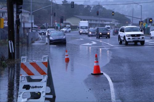 Roadside flooding in Marin County