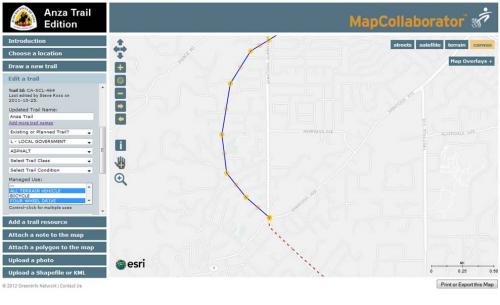 Defining Anza Recreational Trail Segments With MapCollaborator