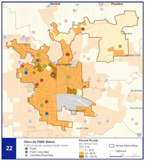 Map of Clinics in a Senate District