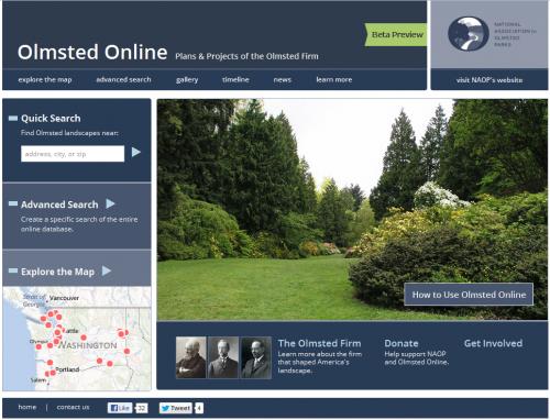 Design for Olmsted Online Home Page