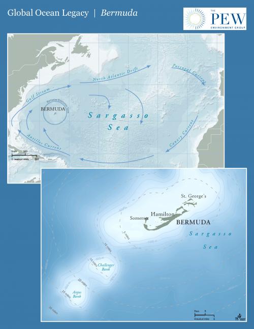Map of Bermuda and Sargasso Sea