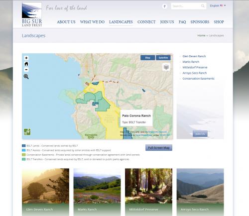 Basic Map View for Big Sur Land Trust