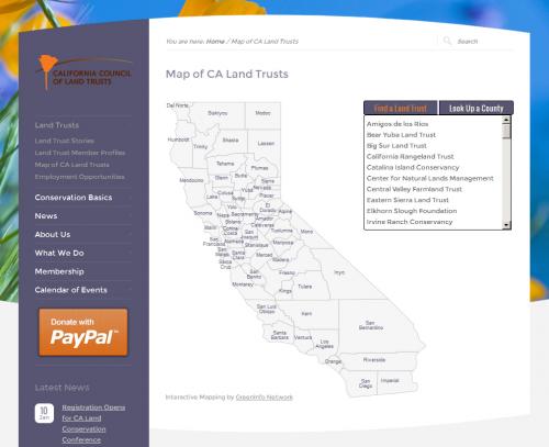 Land Trust Finder Main Map