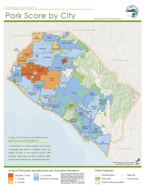 Park Score Map for Orange County
