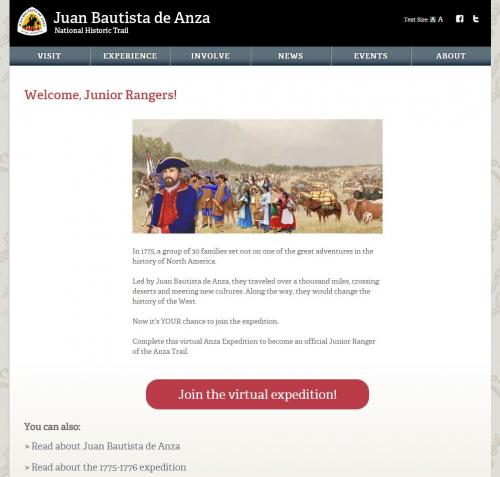 Anza Jr. Ranger Start Page