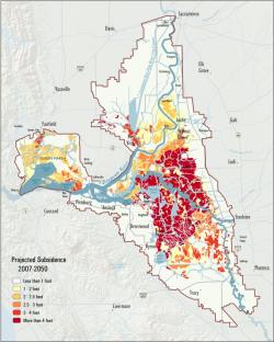 Map of Subsidence in the California Delta