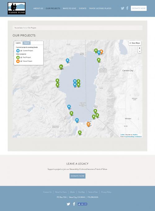 Tahoe Fund Funded Projects web map